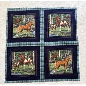 Vintage VIP Cranston Fabric Set of 4 Pillow Horse Panels